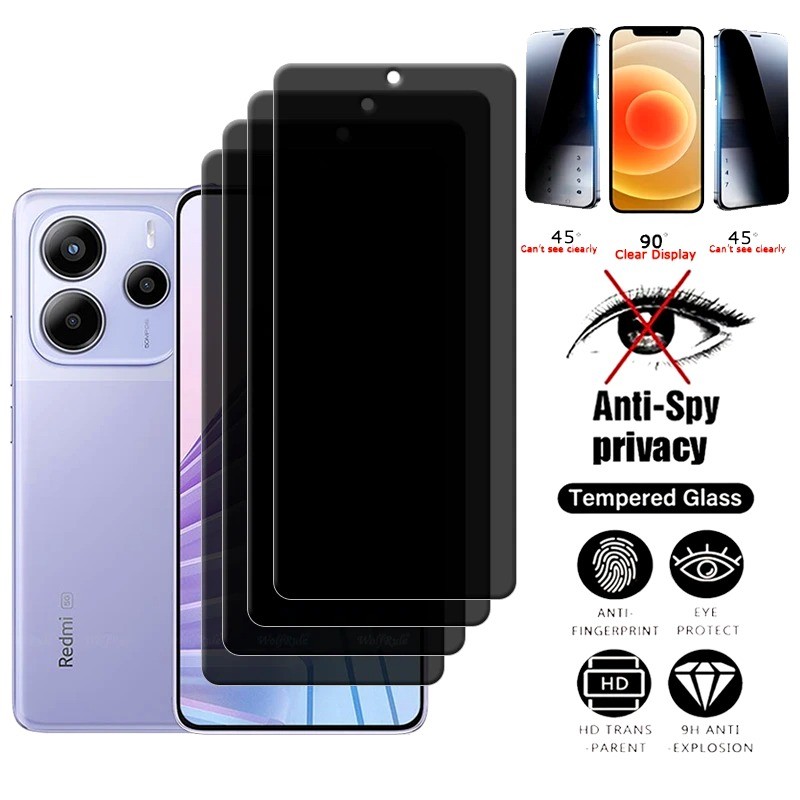 Redmi Turbo4 Turbo3 คลุมทั้งหมดตัวป้องกันหน้าจอความเป็นส่วนตัวสําหรับ Redmi Turbo หมายเหตุ 4 3 14S 14 13R 13 Pro 5G 4G อินเดีย Anti Spy กันน้ําฟิล์มกระจกนิรภัยใส
