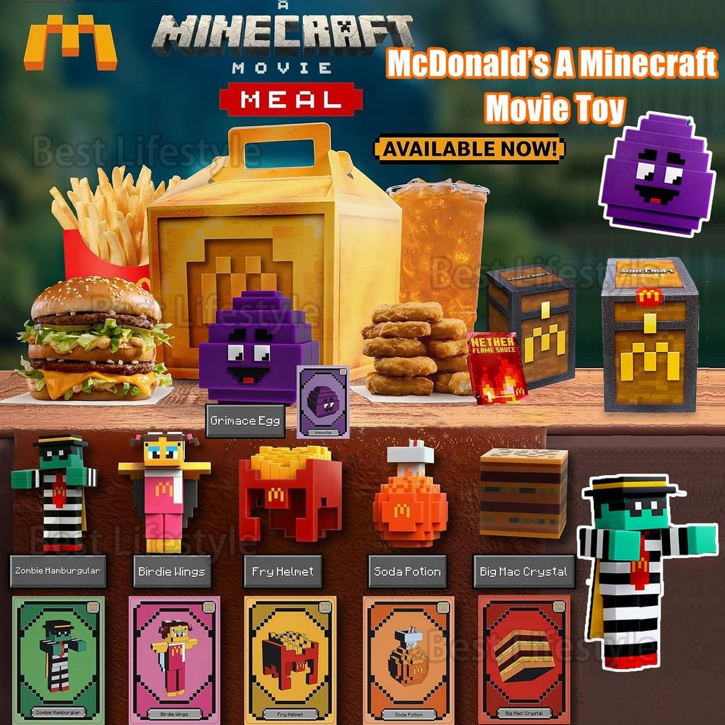 A Minecraft Movie Happy Meal Toy 2025  McDonald's ภาพยนตร์ Happy meal ของเล่นตัวละครบล็อกอาคารชุดตัวละครตัวเลขการกระทํา