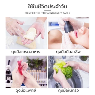 ถุงมือพลาสติกใส หนา 100 ชิ้น ถุงมือพลาสติกอเนกประสงค์ สัมผัสอาหารได้ ปลอดภัย ยาง TPE เกรด