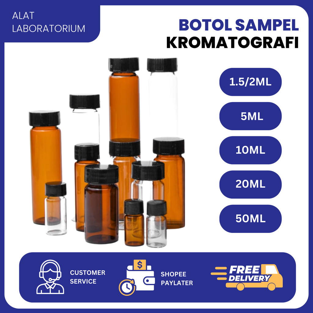 แก้วใสและอําพันแก้ว Chromeatography ตัวอย่างขวดแก้วใส Amber Glass Vial Chemical Lab ขนาด 1.5ml 2ml 5