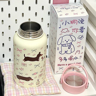 ถ้วยสูญญากาศ 900ml สแตนเลส304ฉนวนฉนวนถ้วย การ์ตูนสุนัขขนาดใหญ่ ถ้วยชาของขวัญวันเกิด T01268