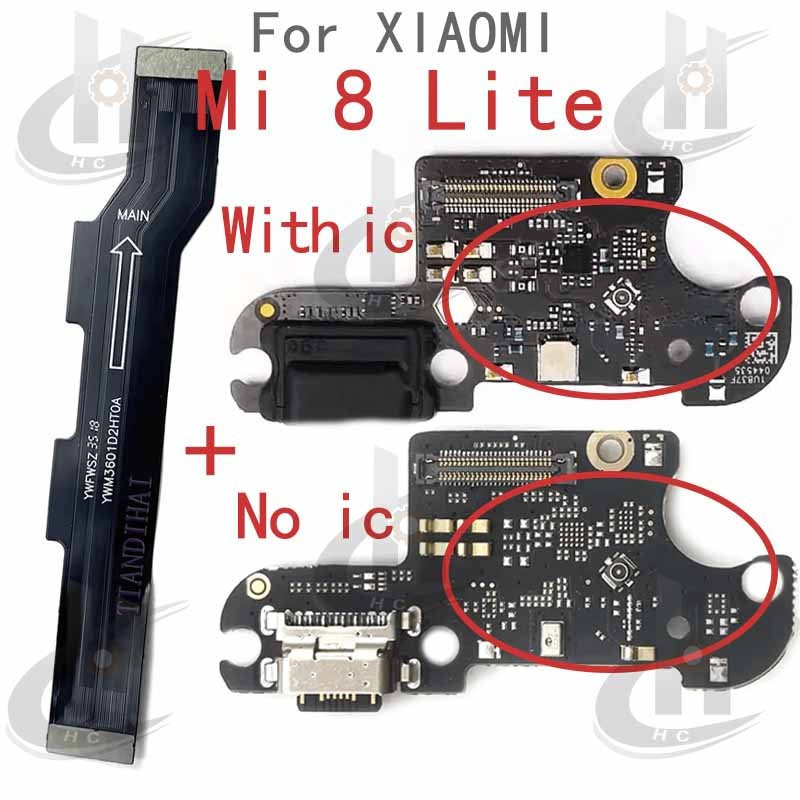 ใหม่สําหรับ Xiaomi Mi 8 Lite Charger USB Connector Dock ชาร์จพอร์ตแจ็คบอร์ด Flex หลักเมนบอร์ดการเชื่อมต่อ Flex เปลี่ยนชิ้นส่วน