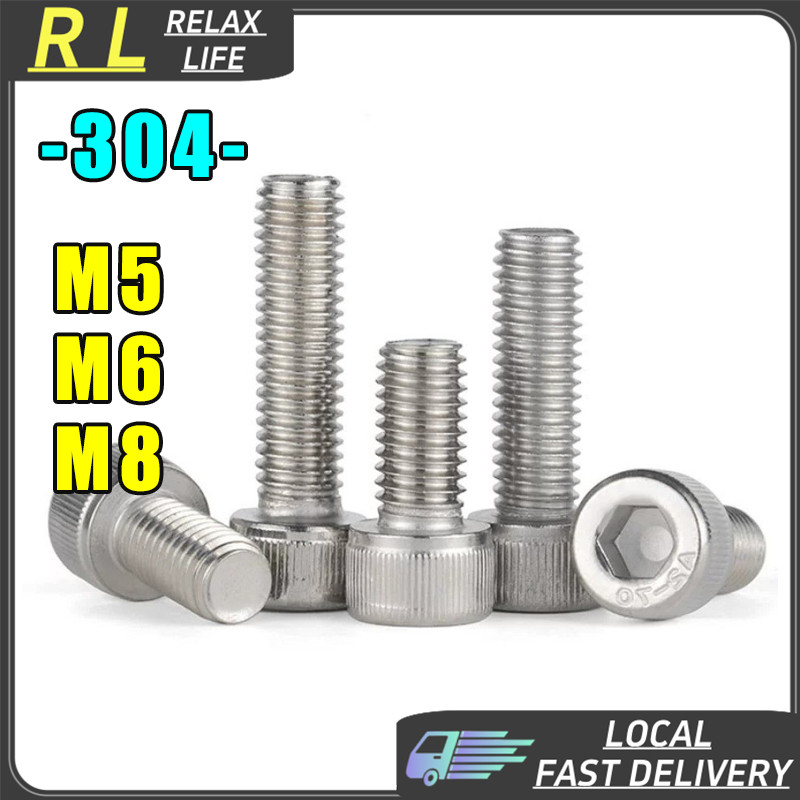 RL M5 M6 M8 น็อต สกรู หัวจม สแตนเลส 304 เกลียวมิล ตลอด