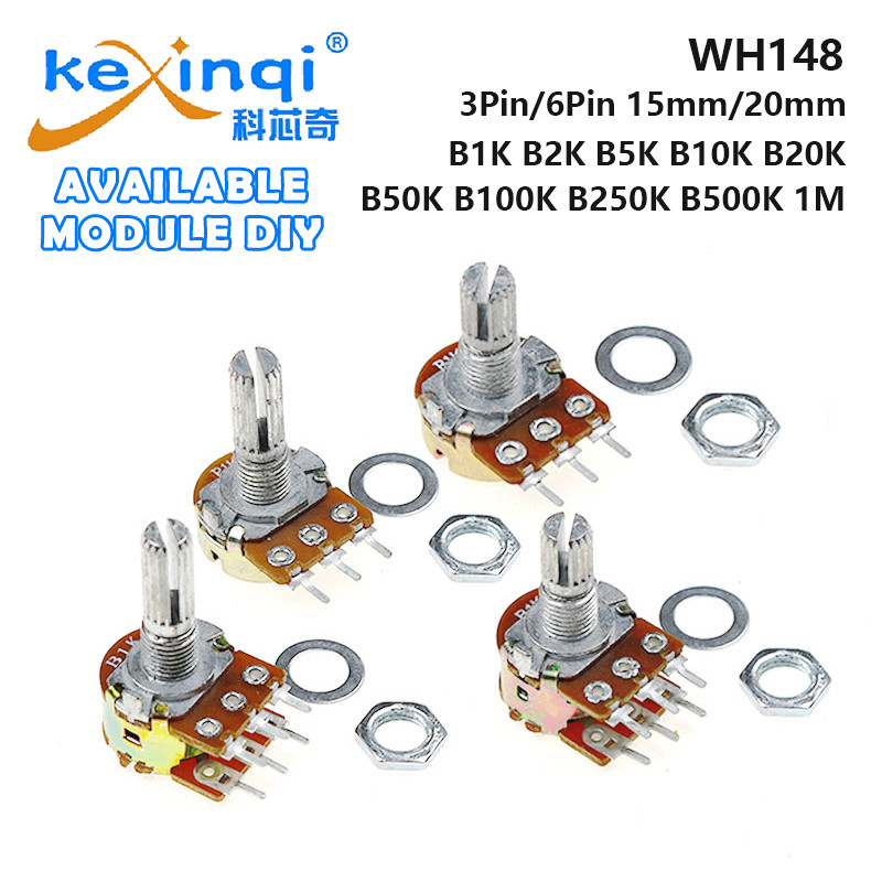 (5 ชิ้น) WH148 Potentiometer B1K B2K B5K B10K B20K B50K B100K B250K B500K 1M 3Pin 6Pin 15 มม.20 มม.