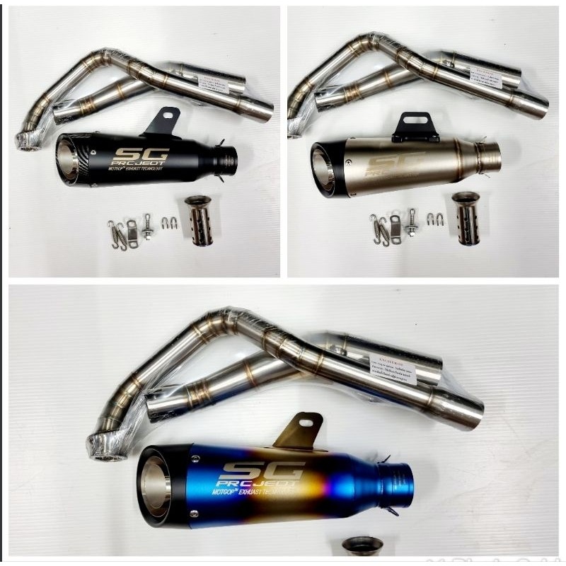 คอท่อสแตนเลส คอท่อ Exciter 155 vva ขนาดคอท่อ 2 นิ้ว พร้อมปลายท่อ SC โปร Moto GP ตัวอ้วน ฟรีแคทลดเสีย
