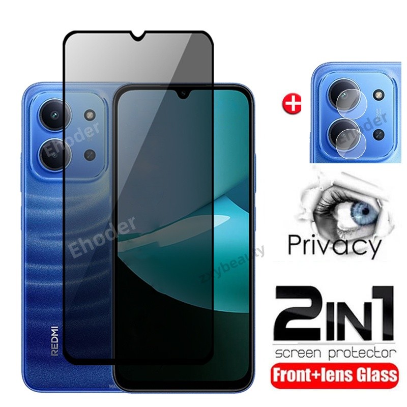 2in1 ความเป็นส่วนตัวกระจกนิรภัยสําหรับ Redmi 15C 4G 5G 2025 ป้องกันหน้าจอคลุมทั้งหมดเลนส์กล้องสําหรับ Redmi15C เลนส์ฟิล์ม Class