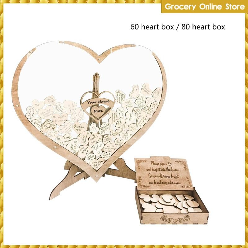 Amgogo Heart Shaped 3D Wedding Guest Book Drop Box Guest Registry สําหรับแผนกต้อนรับงานแต่งงาน