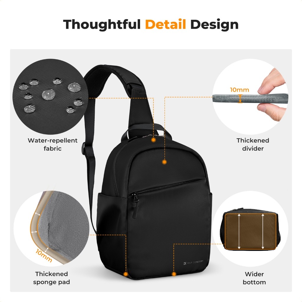K&F CONCEPT Shoulder Bag กระเป๋าสะพายข้าง for Photography กระเป๋าสะพายไหล่ ใส่กล้อง 1ตัว เลนส์ 2ตัว