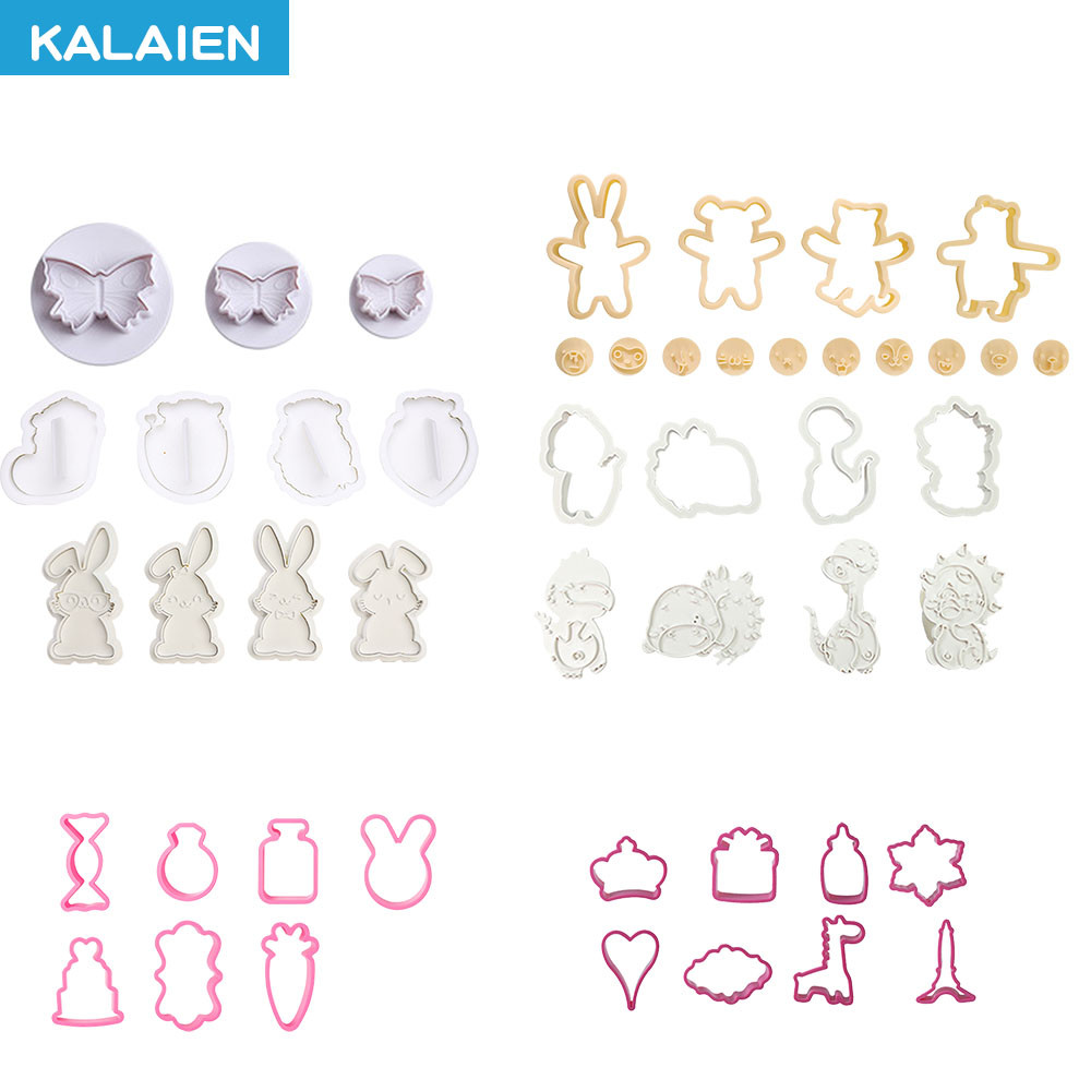 Kalaien 9แบบคุ้กกี้พลาสติกโฮมเมดมินิบิสกิตตัดกระต่าย, หมี, ไดโนเสาร์รูปร่าง DIY อบคุกกี้ง่ายปล่อย, อาหารเกรดวัสดุครัวเบเกอรี่แม่พิมพ์