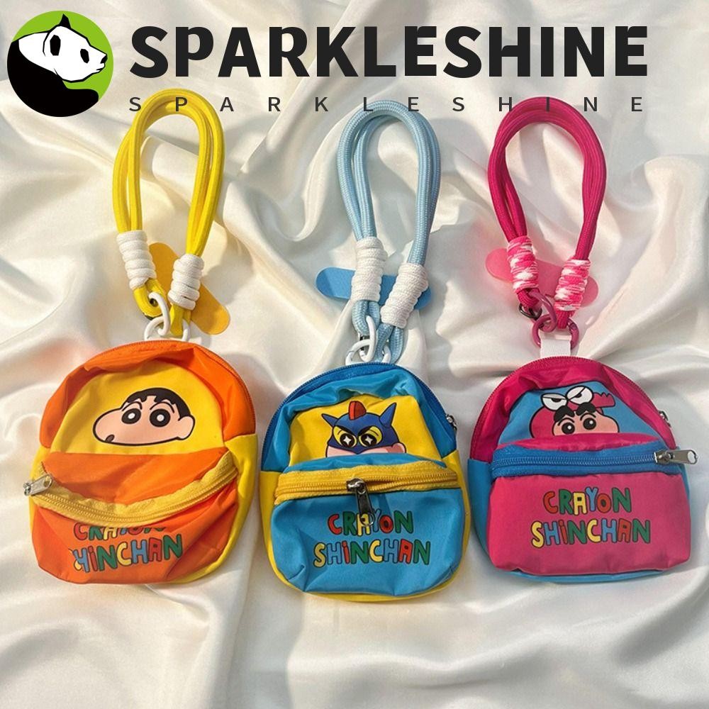 Sparkleshine Crayon Shin Chan Keyhain,กระเป๋าเป้สะพายหลังแขวนกุญแจรถกระเป๋าใส่เหรียญขนาดเล็ก,อินเทรนด์มัลติฟังก์ชั่นAnti Lossแบบพกพาแหวนโทรศัพท์จี้ของขวัญ
