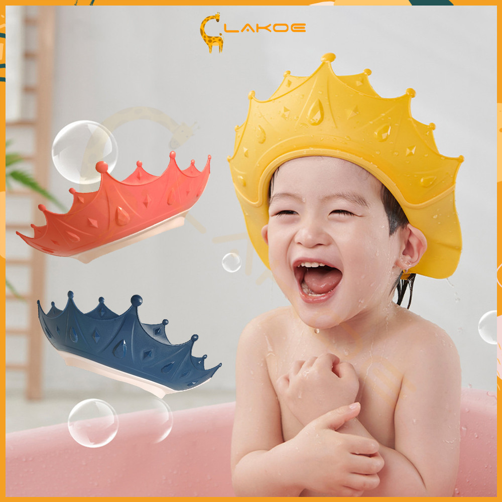 LAKOE หมวกอาบน้ำเด็ก หมวกสระผมเด็ก เพื่อป้องกันไม่ให้แชมพูเข้าสู่ดวงตาของเด็ก ๆ ให้ปรับขนาด หมวกอาบน้ำสำหรับเด็ก หมวกอา