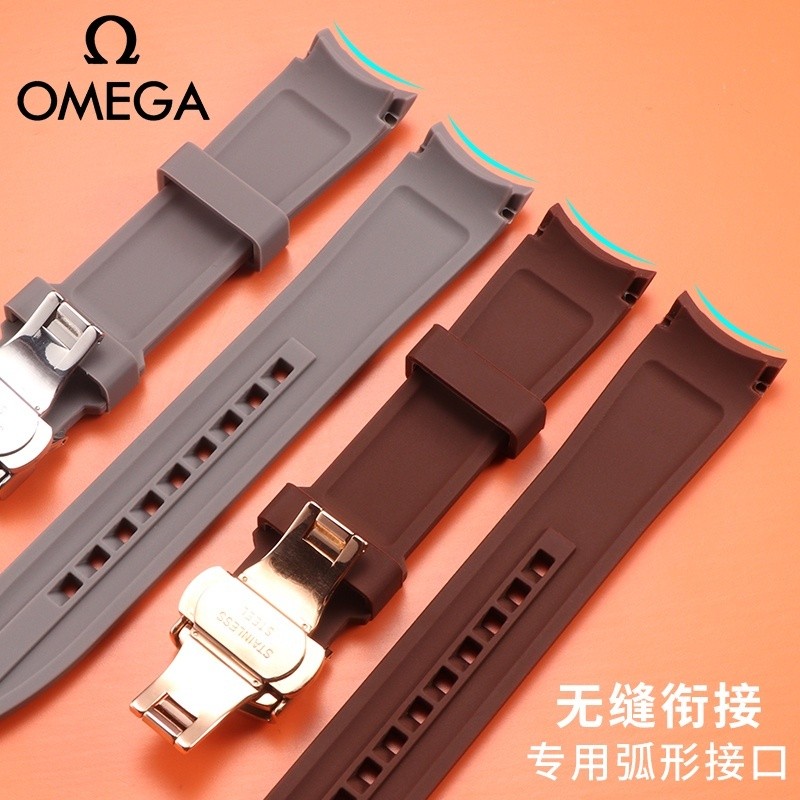 สายนาฬิกาซิลิโคนปลายโค้งขนาด 22 มม. 20 มม. สําหรับ Omega x moonswatch กีฬาสร้อยข้อมือกันน้ํานาฬิกาเปลี่ยน