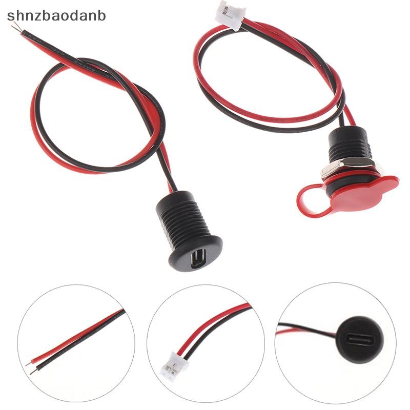 [SHNZFF] Usb-c 2Pin ปลั๊กชาร์จกระแสไฟสูงพร้อม PH2.0 Nut Snap แผ่นล็อค USB Type-C หญิง Type C กันน้ําหญิงเชื่อมต่อแจ็คซ็อกเก็ตกันน้ําพร้อมสาย JST YBUI