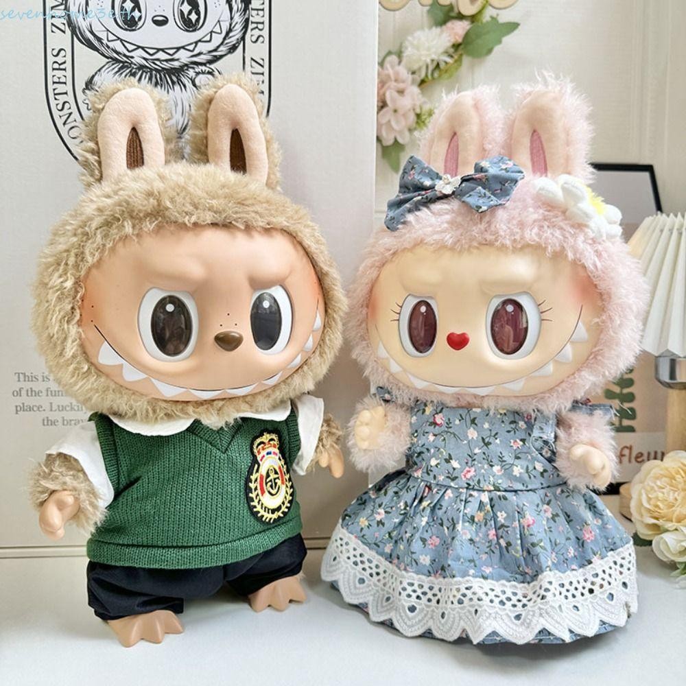 Sevenhome3e 38 ซม.Labu Time เสื้อผ้า, ชุดดอกไม้สีชมพู Loveheart 38 ซม.ผ้าฝ้ายตุ๊กตาเสื้อผ้า, Kawaii กับ Bowknot กางเกงยีนส์พีชตุ๊กตา Plush เสื้อผ้า Idol ตุ๊กตา