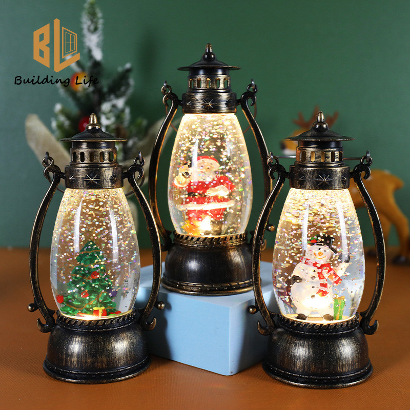 ตกแต่งคริสต์มาส Snow Globe โคมไฟคริสต์มาส Village ฉากคริสตจักร Snow Globes พร้อม Swirling Glitter แบตเตอรี่ขับเคลื่อนตกแต่งคริสต์มาสในร่มสําหรับ Home