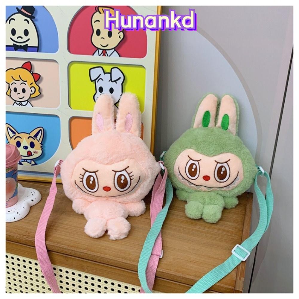 Hunan Labubu Plush Bag, กระเป๋าสะพายข้างความจุขนาดใหญ่ลายการ์ตูน, กระเป๋าสะพายไหล่ POP MART