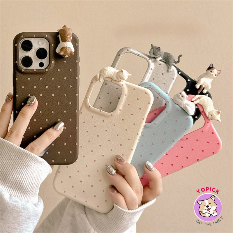 สําหรับiphone 16 16Pro 16Plus 16Pro Max 11 12 13 14Plus 15Pro XR XS Max 7 8Plusคนรักหนังเคสโทรศัพท์น่ารักWave point 3D cat Coulpeการ์ตูนฝาครอบโทรศัพท์ร้อนคุณภาพสูงLZW