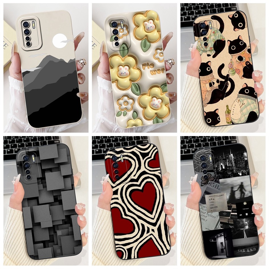 สําหรับ OPPO A91 CPH2021 แฟชั่นดอกไม้ทาสีซิลิโคนอ่อนนุ่มกลับฝาครอบป้องกันสําหรับ OPPO Reno3 CPH2043 F15 เคสโทรศัพท์