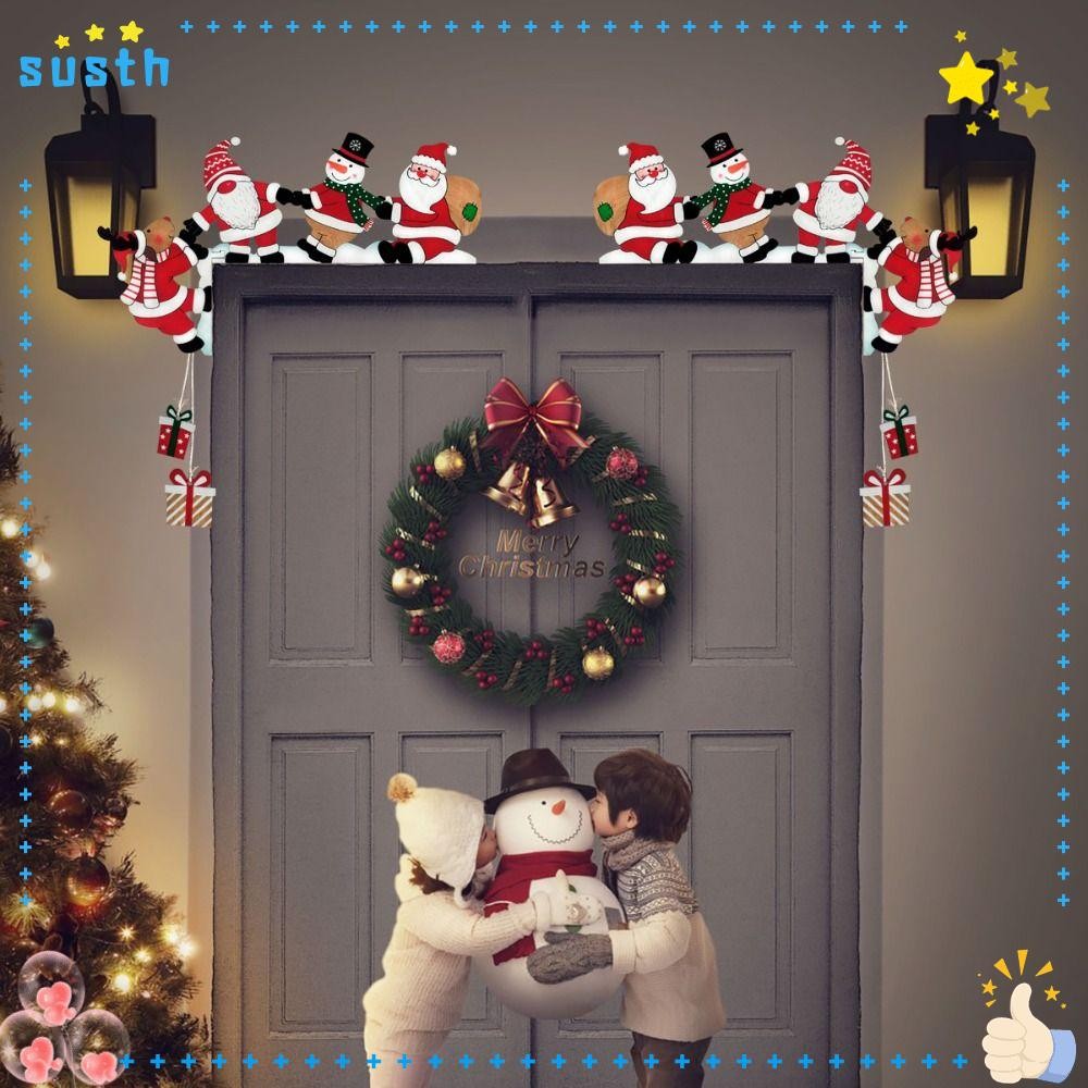 การตกแต่งมุมประตู SUSTH, การตกแต่งกรอบประตู Snowman Reindeer, ป้ายกรอบคริสต์มาส Santa Party House Decor