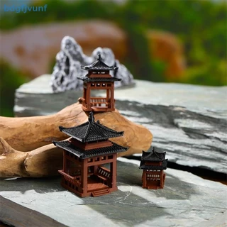 BDGF 3 ซม.4 ซม.เจดีย์รูปปั้น Miniature Pagoda Gazebo Micro ภูมิทัศน์หกเหลี่ยม Pavilion ตุ๊กตา Tiny Pavilion เครื่องประดับ TH