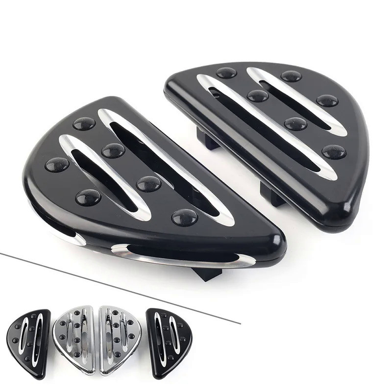 Mo 1Pair Black/Chrome Motorcycle Rear Passenger Floorboard Aluminum For Harley Davidson Touring 1993