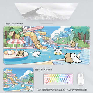 Line Puppy Paradise แผ่นรองเมาส์สีสันสดใสขนาดใหญ่สาว Office Soft Pad ins แป้นพิมพ์คอมพิวเตอร์แล็ปท็อป Pad Creative Anti-slip Play Puppy Garden ดอกไม้ Ocean รูปแบบ