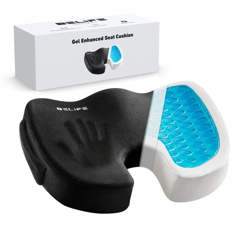 Belife Gel Enhanced Seat Cushion – เบาะเจลและเมมโมรี่โฟมกันลื่น – ฝาครอบกํามะหยี่ซิปซักเครื่องได้ – 