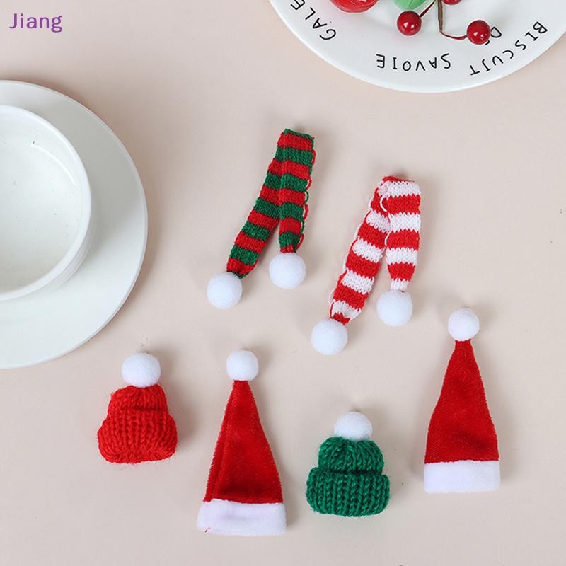 Jiang 2 ชิ้น Xmas Mini ผ้าพันคอหมวกตกแต่งตุ๊กตาเสื้อผ้าอุปกรณ์เสริม Christmas Party เครื่องประดับ TH