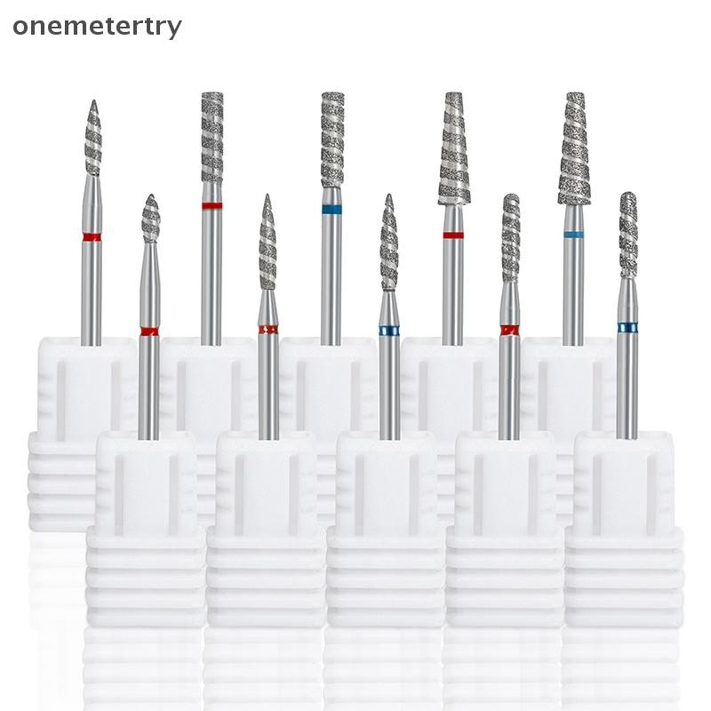 Onem เพชรเล็บ Bits Tornado เปลวไฟ Cuticle เจาะ Bit เล็บเครื่องตัด Rotary Burr เจาะอุปกรณ์เสริมเกลียวเล็บขัด Mills เครื่องมือ n