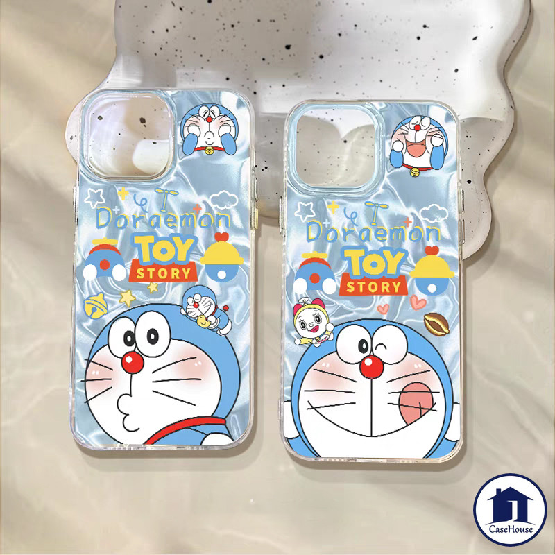 เคสลายคลื่นลูกหมาโดราเอมอนน่ารัก เข้ากันได้กับ IPhone 7Plus XR 11 15 16 14 13 12 Pro Max 16 6 8 Plus 15 16 Pro XS Max X