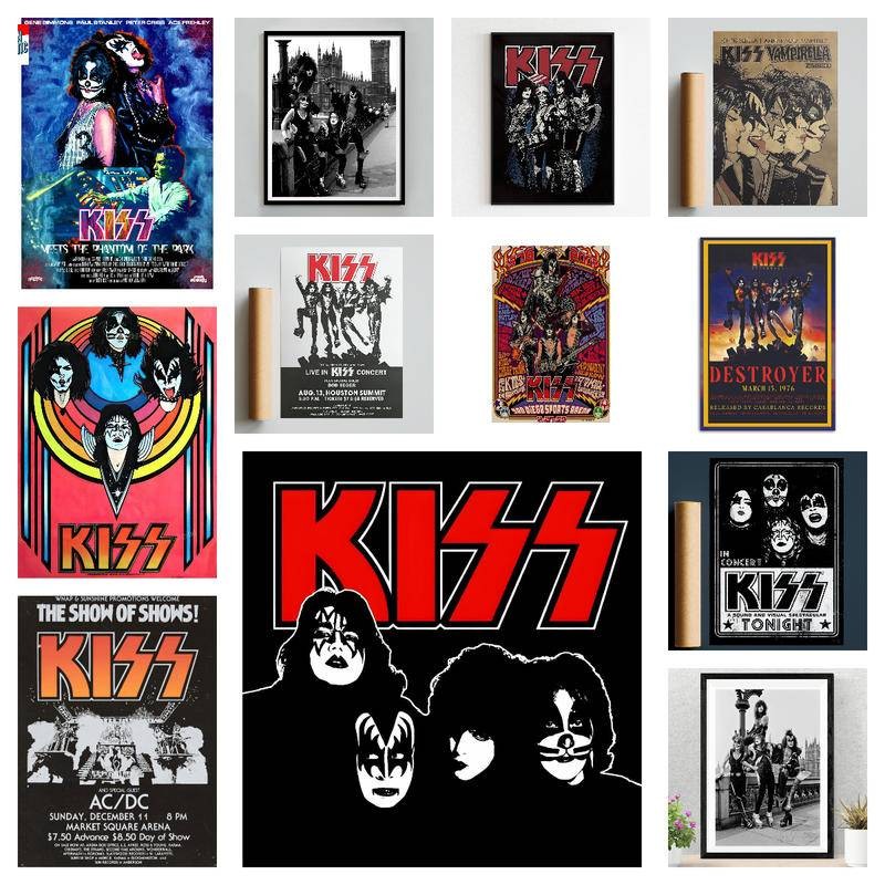 Kiss โปสเตอร์พิมพ์ KISS Concert โปสเตอร์พิมพ์ KISS Tour โปสเตอร์โปสเตอร์คุณภาพสูง KISS Band อัลบั้ม