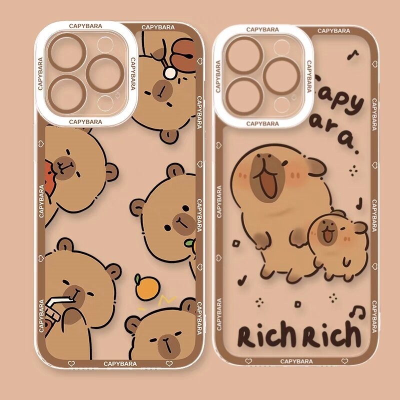 การ์ตูน CapybaraปลอกสําหรับIPhone 11 12 Pro Max 13 Mini 6 6S 7 8 Plus SE 2020 2022 โทรศัพท์มือถือกรณีโปร่งใสTPU Coolเกาหลีป้องกันบางเฉียบAnti-Knock