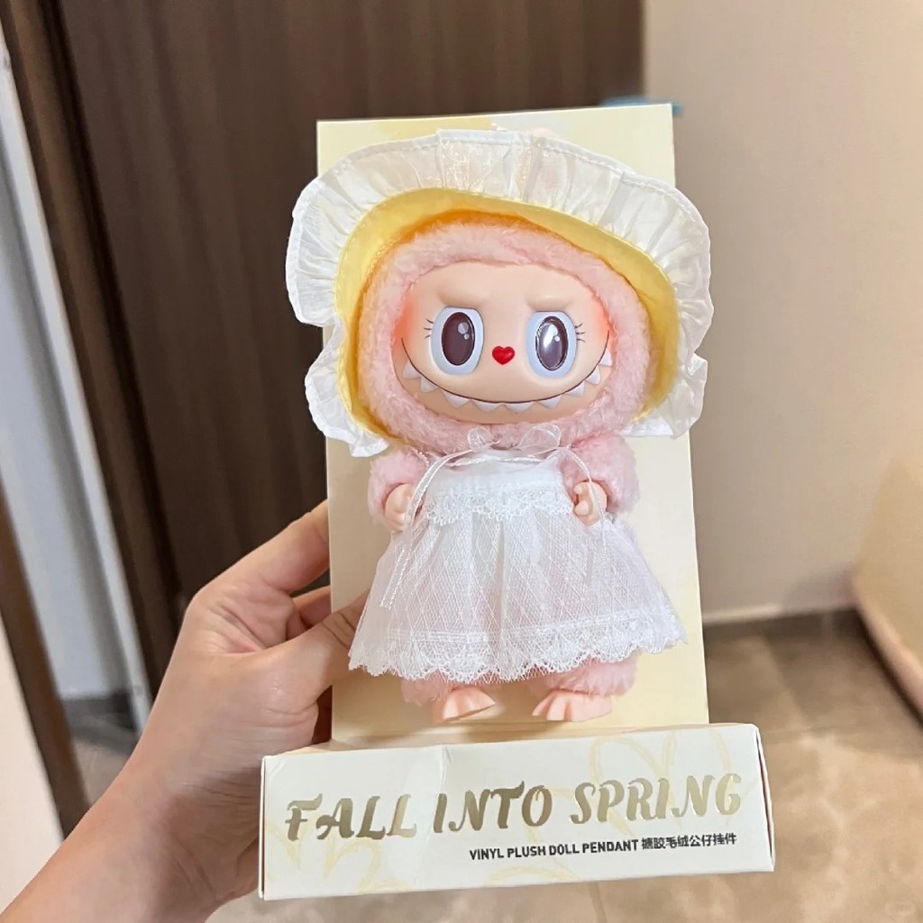 Popmart Labubu MOKOKO V2 FALL INTO SPRING ไวนิล Face กล่องตาบอดของเล่นตุ๊กตาจี้ 17 ซม.