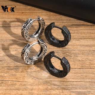 VNOX วีน็อกซ์ ต่างหูห่วงลายวินเทจสําหรับผู้ชายเด็กผู้ชาย,ต่า…