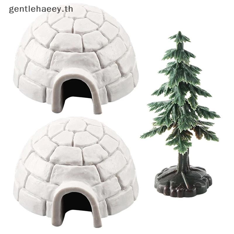Gg Polar Igloo Christmas Tree Figurines ชุด Miniature Arctic Figures ของเล่น Playset Mini Polar สัตว์ Shelter เครื่องประดับตกแต่ง TH