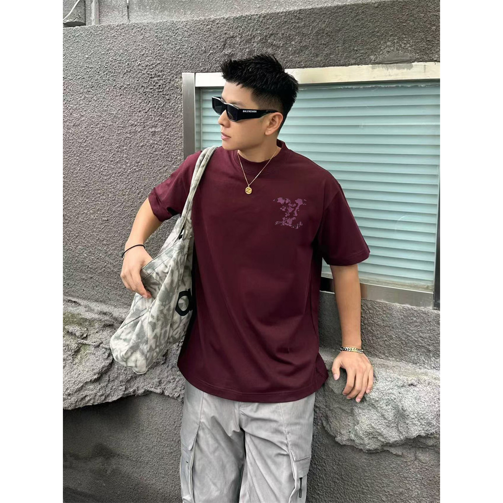 สไตล์ใหม่แฟชั่นอินเทรนด์พิมพ์ลายเมฆ 320 กรัมเสื้อยืดลําลองคุณภาพสูง, ไม่จํากัดเพศ เจเอฟเอส5