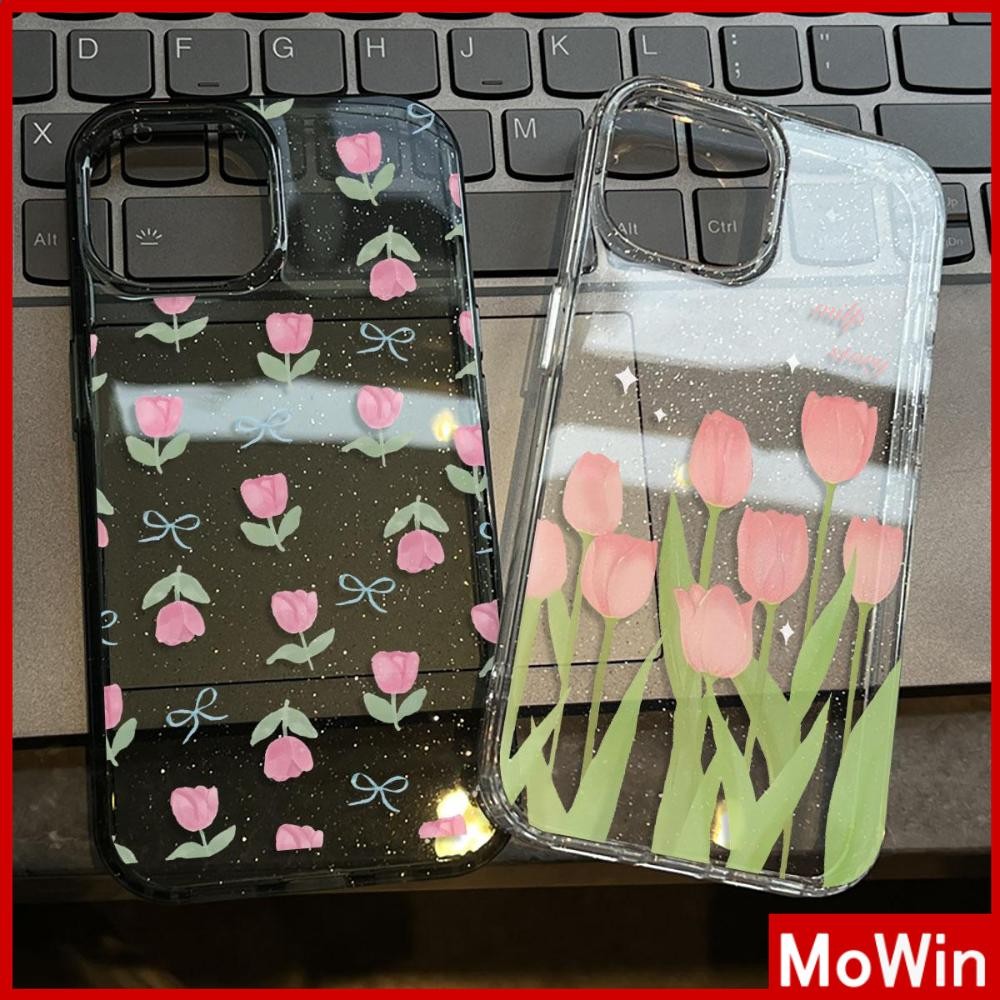 Movin - เคส iPhone 16 Pro Max iPhone 11 เคสใสแบบแวววาว TPU นุ่มสีสันสดใส ดอกไม้หลากสีสันสวยงาม Compatible iPhone15 Pro max 14 13 12 Pro max XS XR 7 Plus 8 Plus