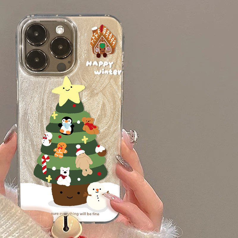 ต้นคริสต์มาสน่ารัก เหมาะสําหรับเคสโทรศัพท์ iPhone15/16/14ProMax Apple 13/12/11 Creative XS/XR/X KHDQ