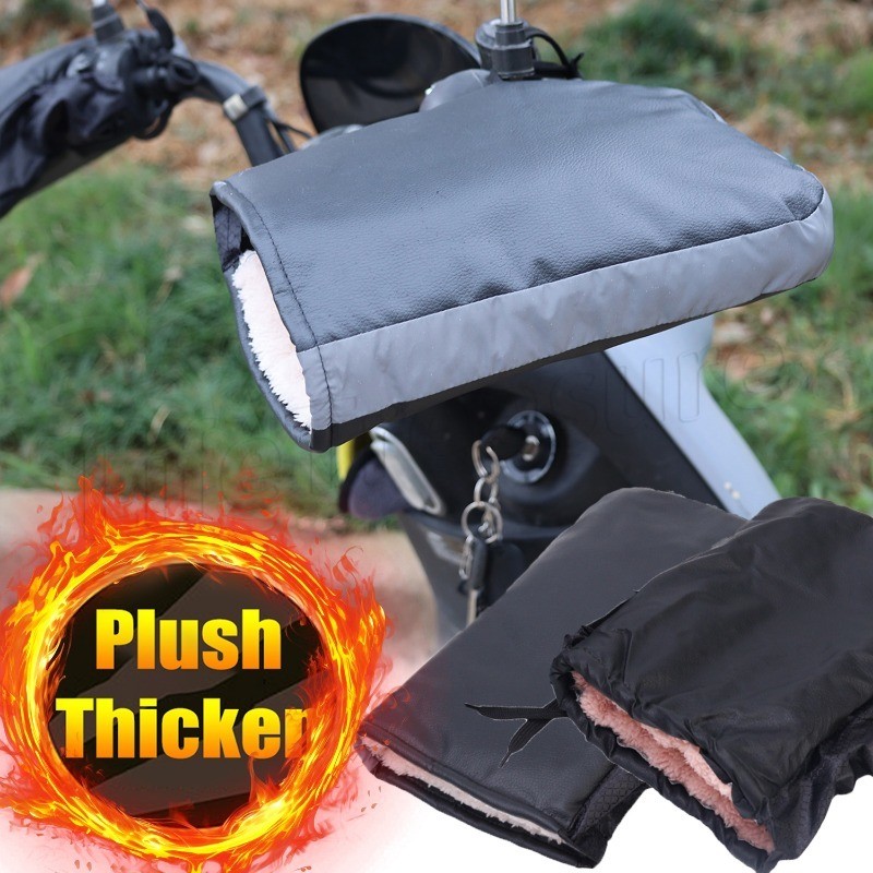 [ ที่โดดเด่น ] ถุงมือแฮนด์มอเตอร์ไซค์แบบหนา – Plush Lining Warm Mittens – ฝาครอบมือจับกันน้ํากันลม – สําหรับสกู๊ตเตอร์จักรยาน MTB Snowmobiles