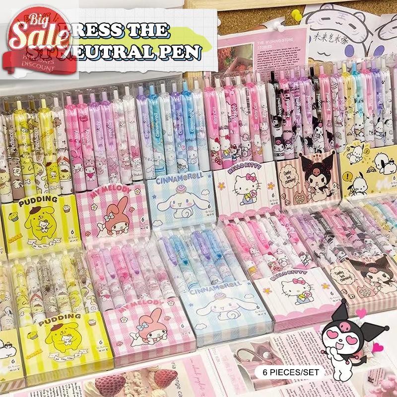 Af 6 ชิ้นการ์ตูนเจลปากกาน่ารักกด Neutral ปากกา Creative Quick Drying ปากกาเครื่องเขียนนักเรียนโรงเรียนอุปกรณ์สํานักงานของขวัญ A