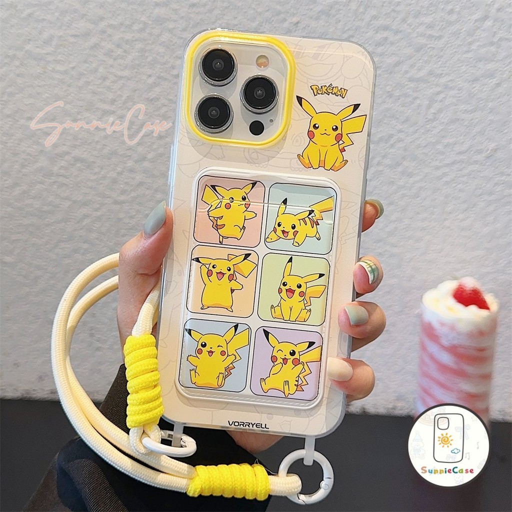 จิตวิญญาณสีเหลือง Pikachu สำหรับ เคส IPhone 16 14 11 13 15 12 Pro Max 6S 8 7 6 Plus XS XR X Max SE กล่องใส่บัตร เคส