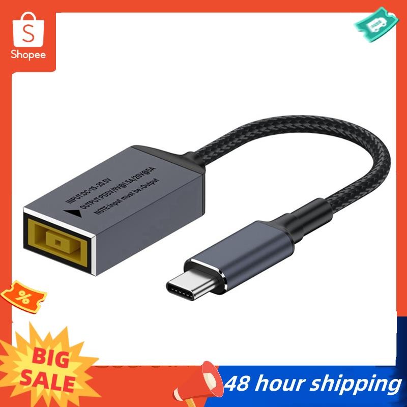 พร้อมสต็อก PD100W สําหรับ Lenovo DC Square Jack to USB Type-C Converter สายชาร์จใช้งานร่วมกับสําหรับ Lenovo แล็ปท็อป Charger