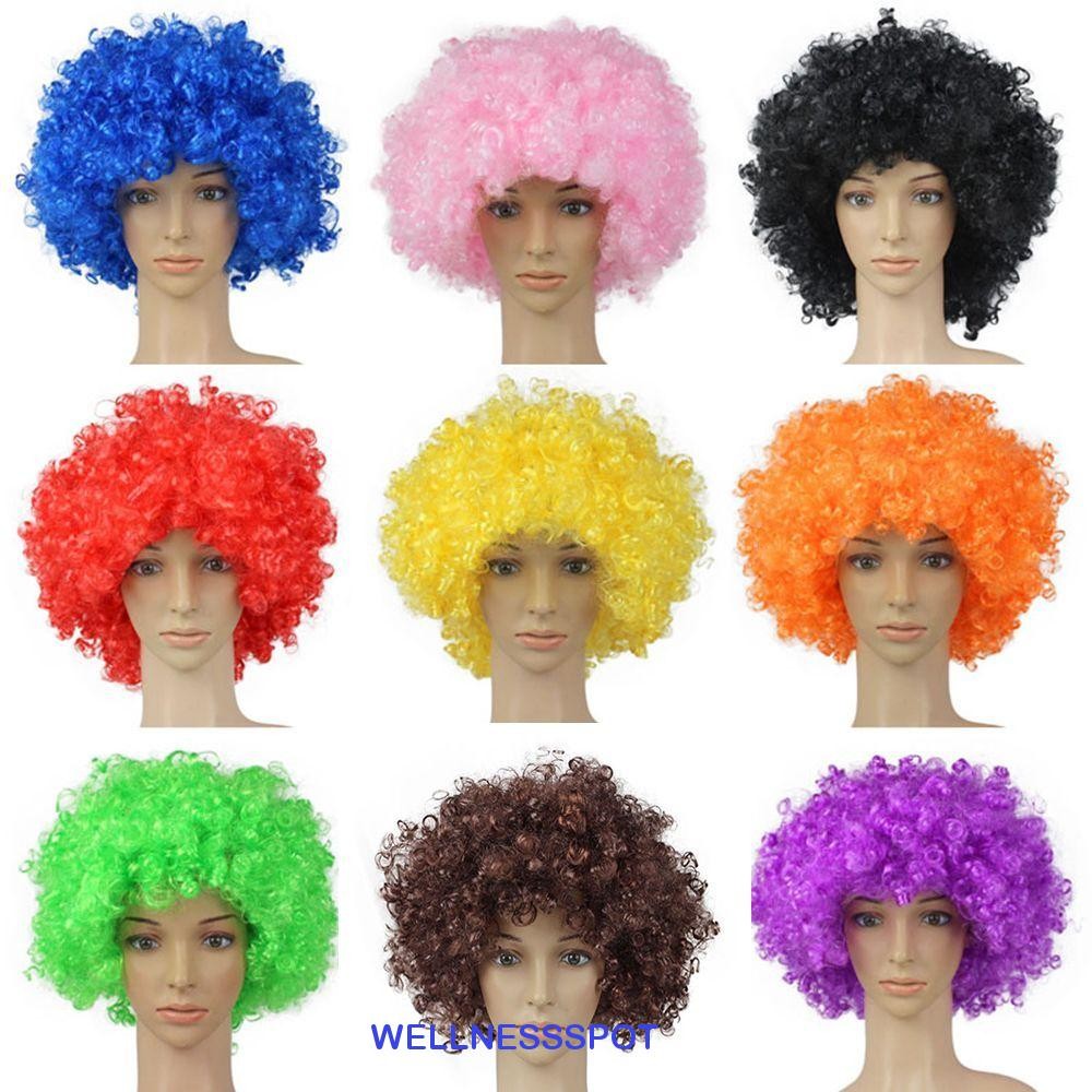 Wellnessspot คอสเพลย์ผม Rainbow ฮาโลวีนฟุตบอลแฟนวิกผมเด็ก Afro Curly Wigs เครื่องแต่งกาย Party