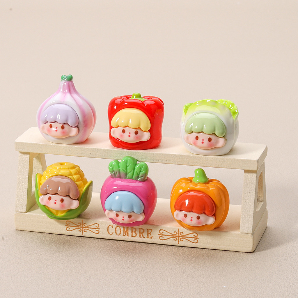 6 ชิ้นสีทึบผักเด็ก 3D เรซิ่น Charms สําหรับ DIY (Z-5)