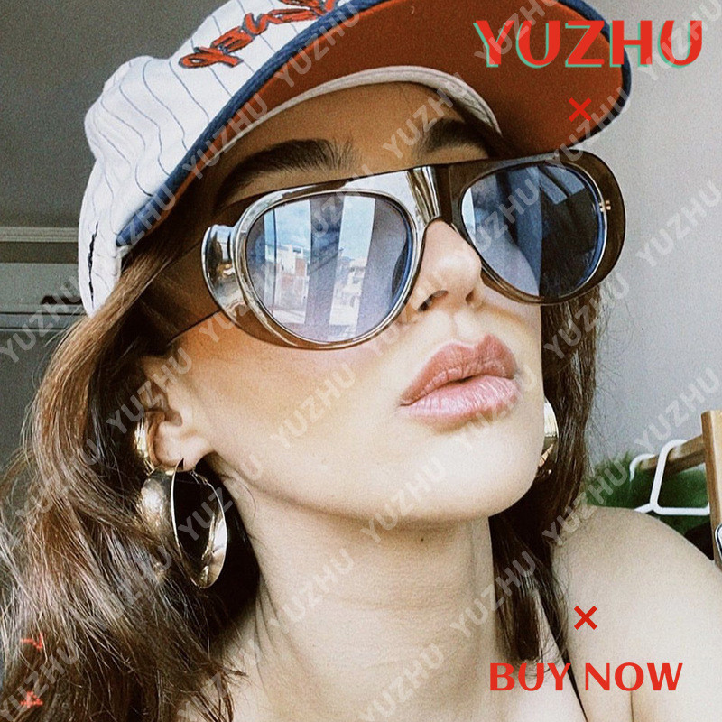 (YUZHU) แว่นกันแดด One Piece Frame Aviator สําหรับผู้หญิง Retro แฟชั่นแว่นกันแดดกรอบขนาดใหญ่