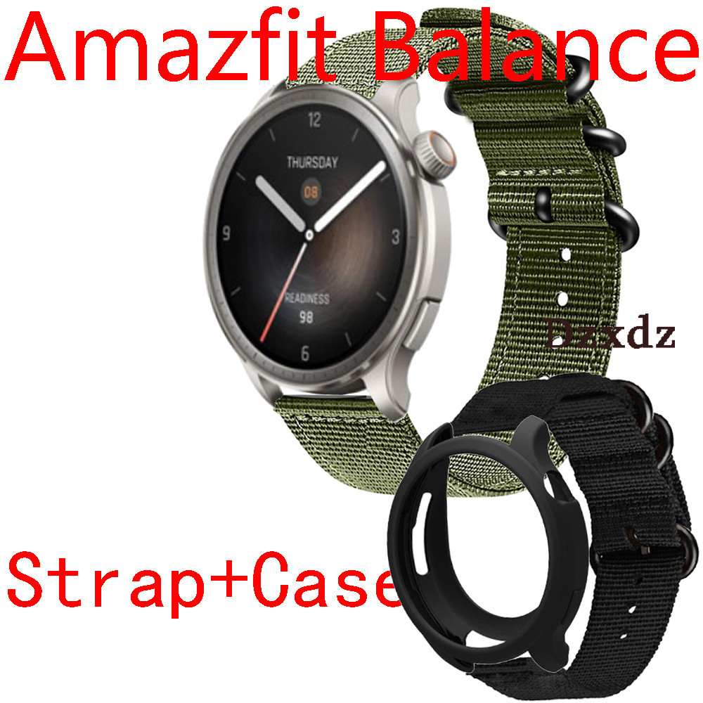 Amazfit Balance เคส สาย สายรัดไนลอนสําหรับสายรัดข้อมือสาย Amazfit Balance สําหรับเคส Amazfit Balance ฟิล์มกันรอยหน้าจอ
