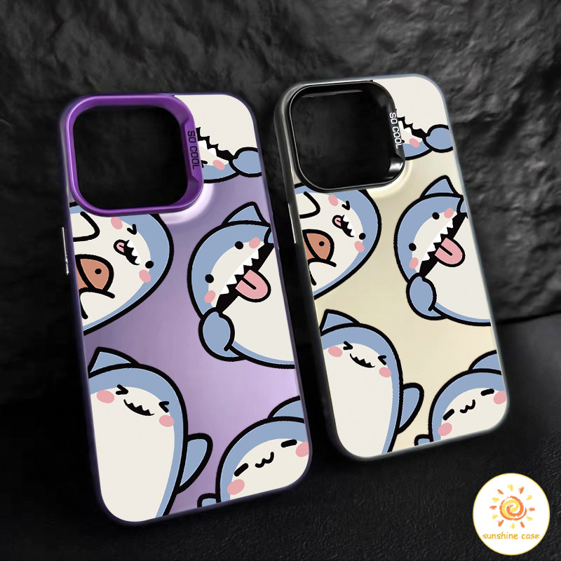 GOOD เคส iPhone ลายฉลามน้อยน่ารักสีสันสดใส ไอโฟน11 For iPhone12 13 14 15Pro MAX X XS XR XS 6 7 8Plus SE2020