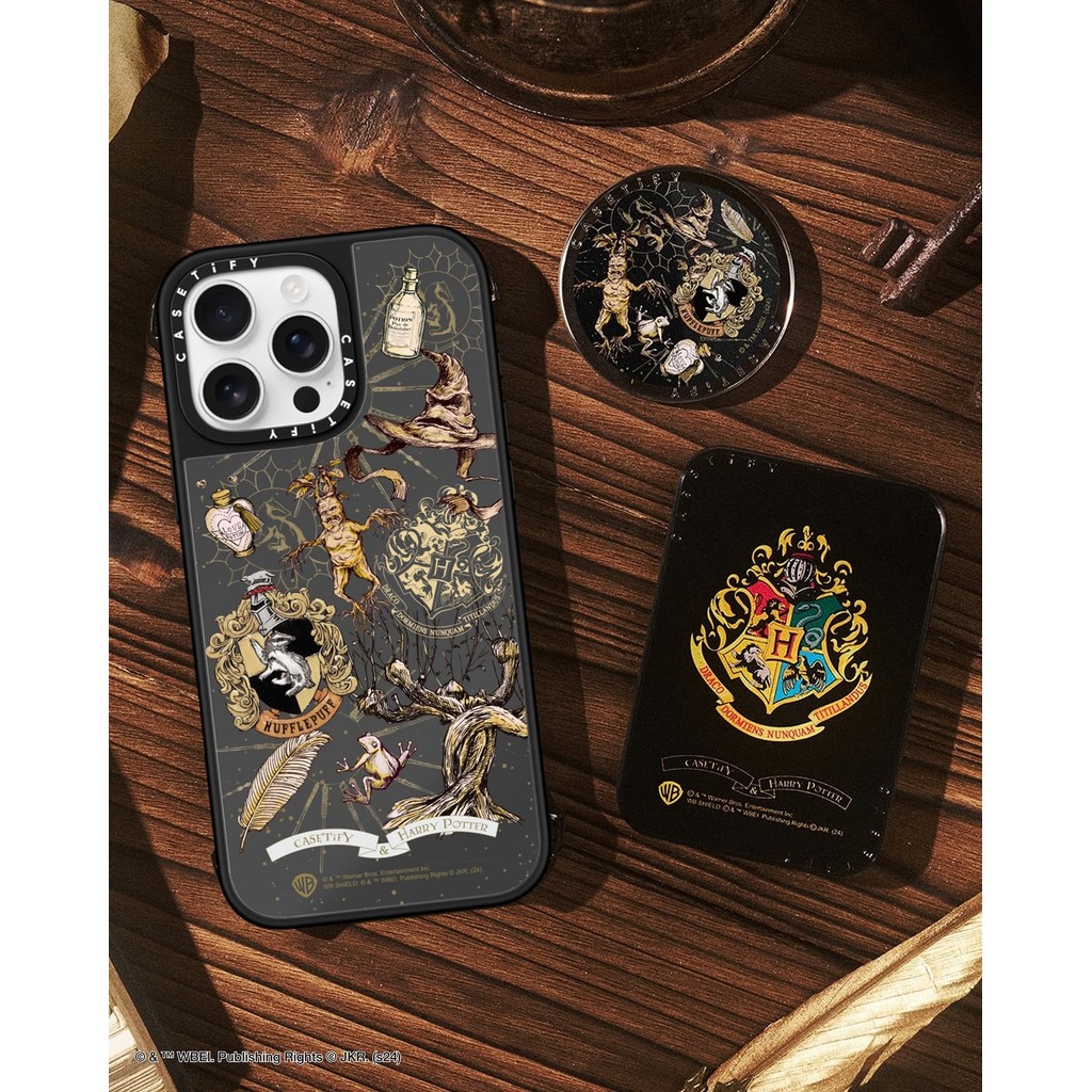 Casetify X HP™ Huffกรณีแม่เหล็กดูดblack & SliverกระจกiPhoneกรณีIPhone 16 15 14 13 12 Pro Max Plus Hardกลับกรณีกล่องแกะสลักโลโก้