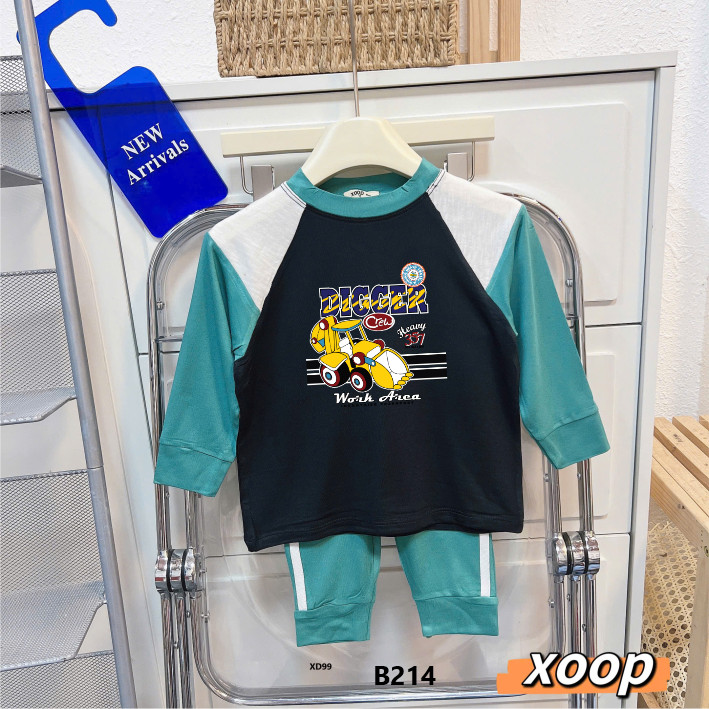 ชุดผ้าฝ้ายแขนยาวผสมแขนและกางเกง 2 แถบ พิมพ์ลายรถ สําหรับเด็ก XD99A Shop Ph แฟชั่น set