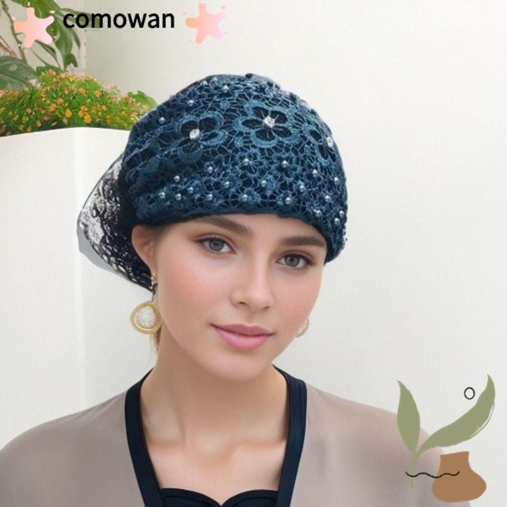 Kowan หมวกมุสลิม, ดอกไม้เย็บปักถักร้อยหมวก Baotou, แฟชั่นลูกปัดฤดูร้อนลูกไม้ Turban ผู้หญิง